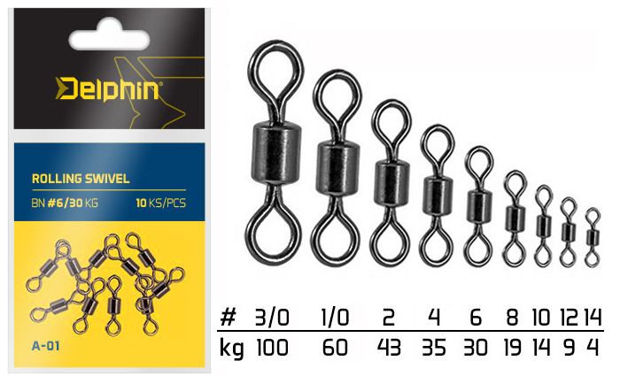 Delphin Rolling Swivel A-01/ 100kg 7ks Vel. 3/0