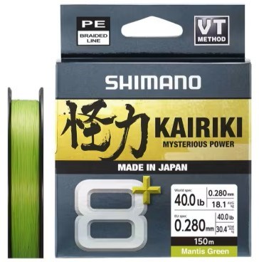 Shimano Splétaná Šňůra Kairiki 8+ 150m 0,16mm 11,1kg - Mantis Green