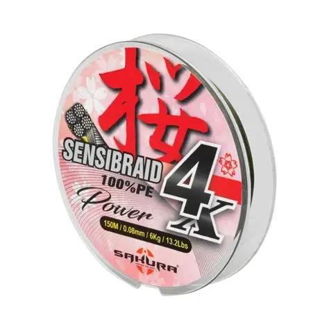 Šňůra Sakura Sensibraid 4X 300m 0,10mm 7Kg - Zelená