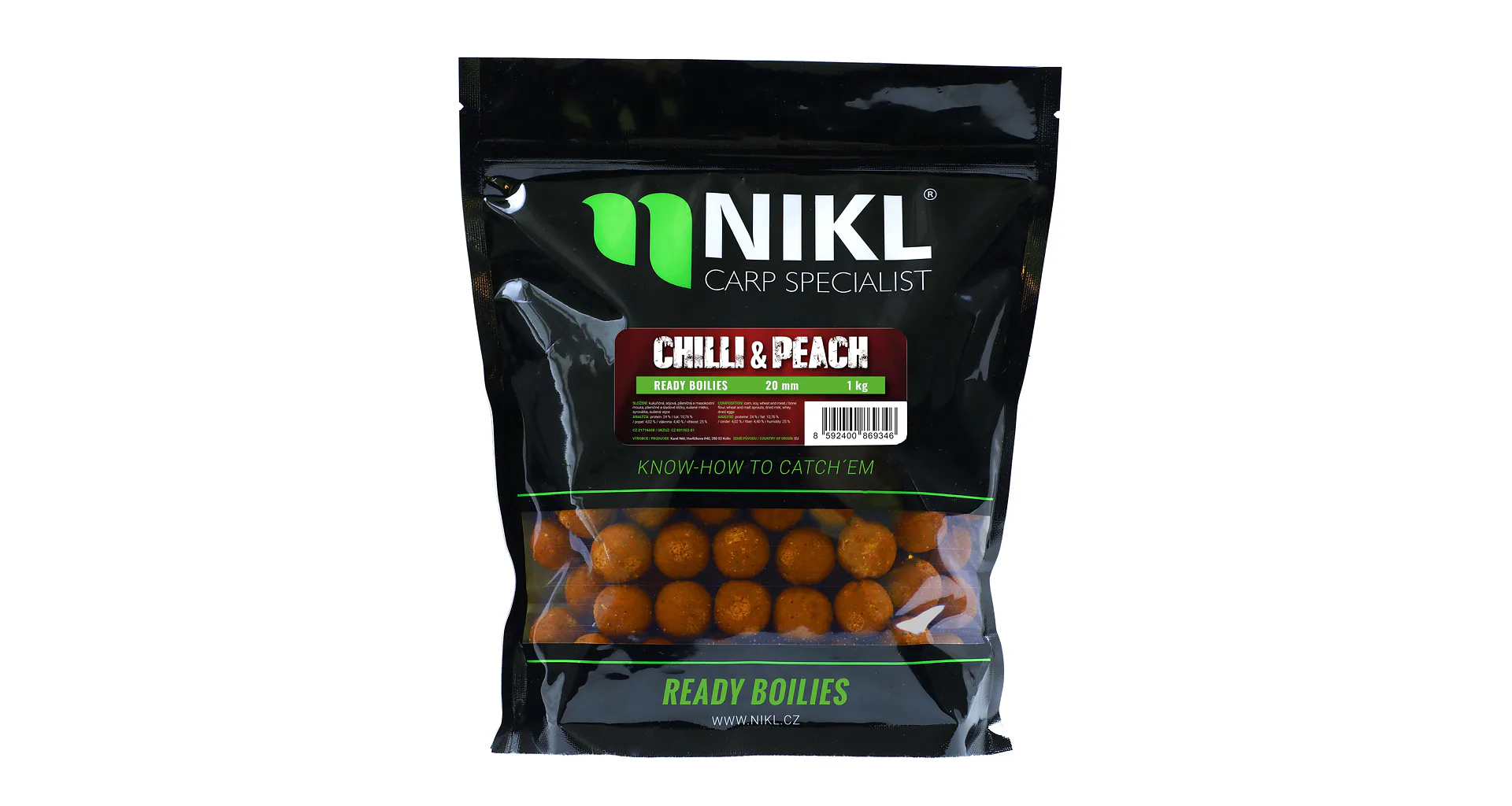 Nikl Ready boilie Chilli & Peach 1kg 20mm