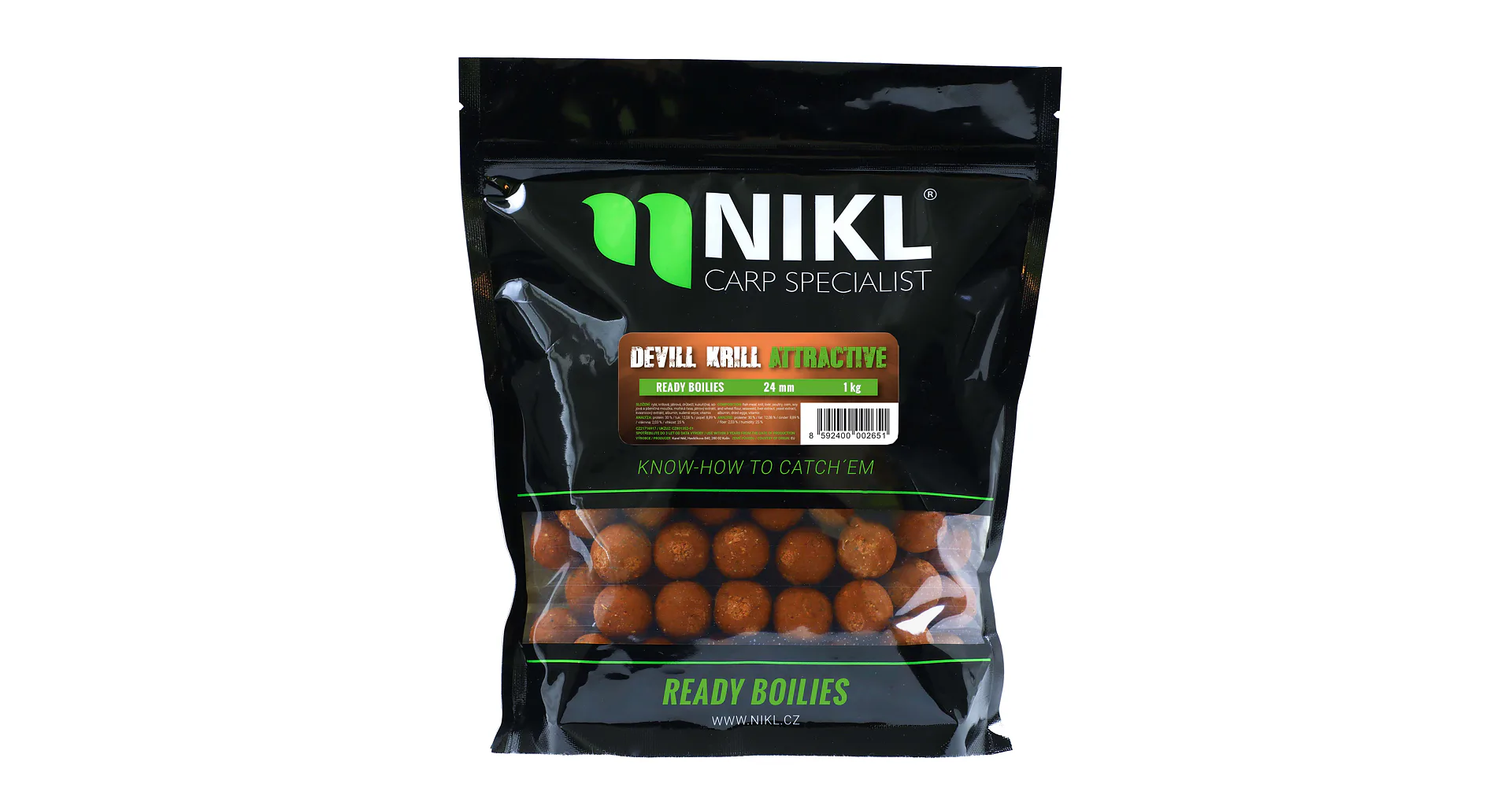 Nikl Ready boilie Devill Krill Attractive 1kg 20mm