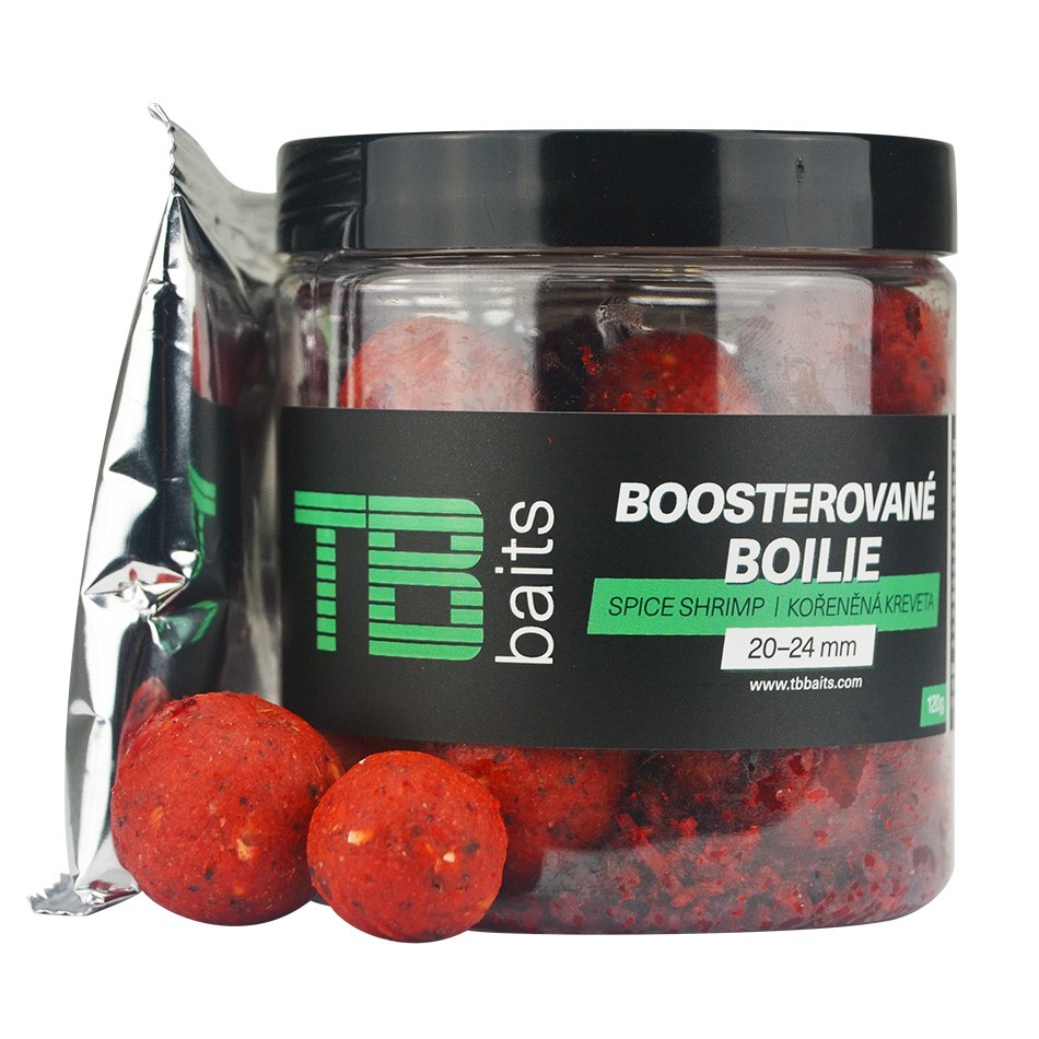 TB Baits Boosterované Boilie Spice Shrimp 120 g 20-24mm