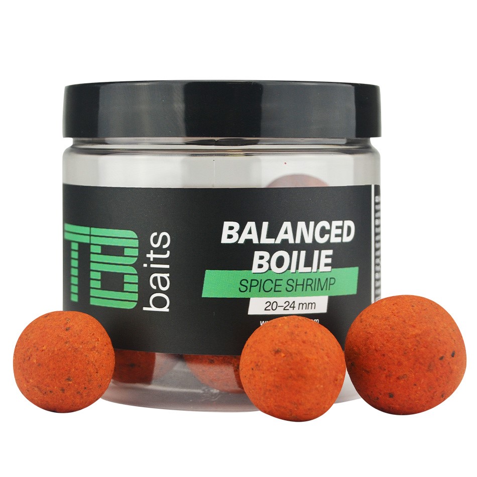 TB Baits Vyvážené Boilie Balanced + Atraktor Spice Shrimp 100 g 20-24mm