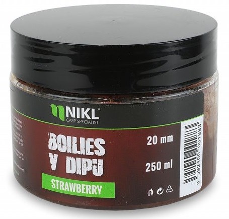 Nikl Boilies V Dipu Strawberry 250g 20mm