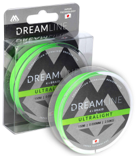 Šňůra Mikado Dreamline Ultralight 4X 150m 0,058mm 4,43kg - Fluo Zelená