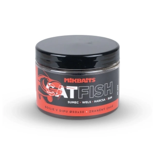 Mikbaits Catfish sumec řada Boilie v dipu 500ml 50x30mm - Zraněný úhoř