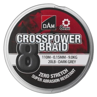 DAM šňůra Crosspower 8-Braid Dark Grey 150m 0,10mm 5,4kg