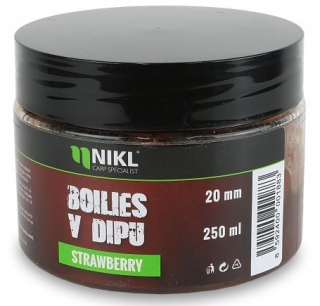 Nikl Boilies V Dipu Strawberry 250g 20mm